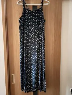 ネイビー花柄キャミソールロングワンピース