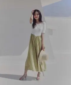 【新品未使用】シアー　ドッキングニットワンピース　ドッキングワンピース