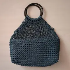 ダークブルー メッシュデザイン かごバッグ