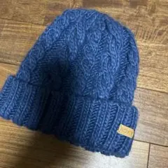 ROXY ニット帽 ビーニー ブルー ケーブル編みのサムネイル