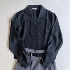 used レトロ 黒 透かし模様 ブラウス 古着 ヴィンテージ vintage