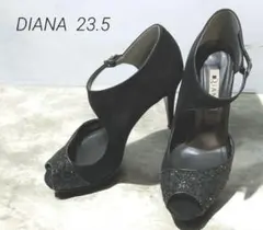 DIANA ラメ&スエード オープントゥハイヒール23.5 ストラップ 美品のサムネイル