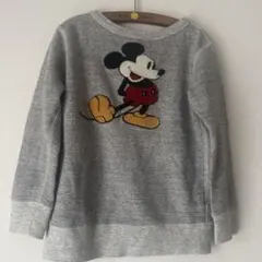 美品デニム＆ダンガリーミッキーマウスアップリケトレーナー120