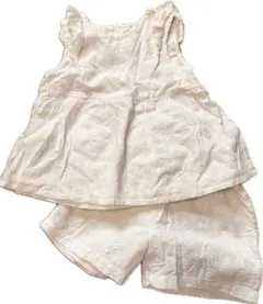 ホワイト刺繍タンクトップ&ショートパンツセット　韓国子供服