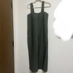 ユニクロ　UNIQLO リネンブレンドサロペット　olive オリーブ　Lサイズ