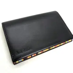 【美品】ポールスミス　マルチストライプ　名刺入れ　フラップ　バイカラー　ブラックのサムネイル