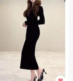 ニットワンピース 長袖 黒