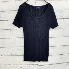 ROPE リブニット 半袖 カットソー 紺 M 綿100% きれいめ 上品 人気のサムネイル