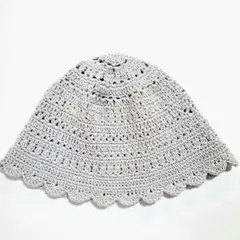 クロシェハット　クラッシャーハット　春夏　透かし模様　ライトグレー