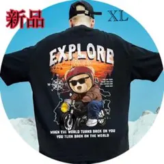 大人気！Tシャツ　黒　XL クマ柄　バイク　大きめ　ストリート系