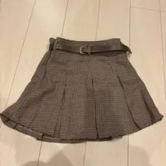 GRL インパン裏地・ベルト付きチェック柄プリーツミニスカート［gm793］