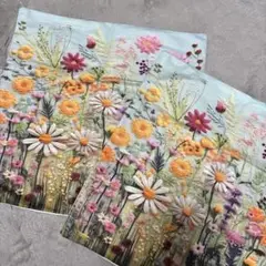 【新品】花柄 刺繍プリント クッションカバー 2枚セット❁⃘*.゜