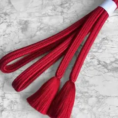 絹 帯締め☆冠組 ゆるぎ組 真紅色(深い赤)単色 上品 組紐