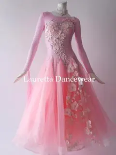 新品✨ラウレッタ 社交ダンスドレス ピンク M 高級仕様 競技 デモ