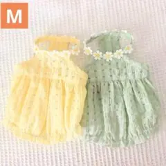 【ラスト1点】犬服 ペット服 ワンピース 春夏 小型犬服 スカート イエロー m