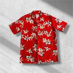 PARADISE FOUND パラダイスファウンド アロハシャツ 赤 蘭 ハワイのサムネイル