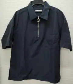 LIDNM リドム　リング　ジップ　シャツ 　ネイビー　Sサイズのサムネイル