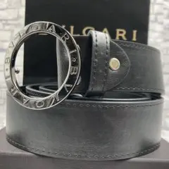 ブルガリ ベルト ビーゼロワン サークルロゴ レザー シルバー金具 ブラック 黒