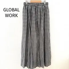 グローバルワーク ギンガムチェックロングスカートＦ ウエストリボン ウエストゴム