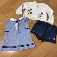 familiar 80 ドレス・カーディガン・ショートパンツ3点セット