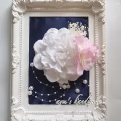 ホワイト　ダリア&桜パール　コサージュ　結婚式　卒業式　卒園式　入学式　入園式