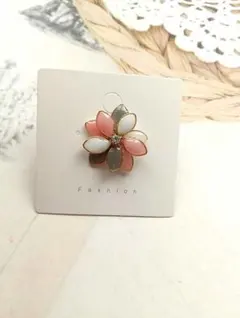 No.725花型ピンバッジ ピンク グレー