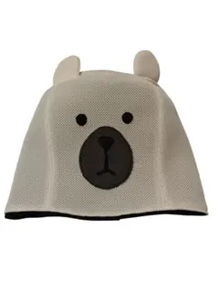 新品未使用☆サウナハット 黒熊 クロクマ 全刺繍 両面厚手メッシュ