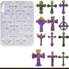 匿名発送♡大きめサイズ☆シリコンモールド　12種類クロス十字架アクセサリー