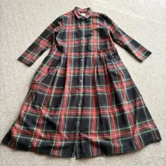 bonponサニークラウズ チェック柄 長袖 シャツ ワンピースMP