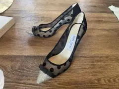 【23.5相当】JIMMY CHOO ブラックドット ハイヒール 37