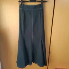 GUデニム風ロングマーメイドスカート黒
