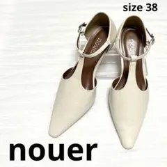 美品 nouer ヌエール Tストラップ パンプス 38 アイボリー ヤマダヤのサムネイル