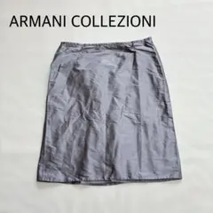 アルマーニコレツィオーニ シルク100% ひざ丈スカート グレー 光沢 44のサムネイル