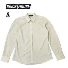 ★美品★BRICK HOUSEブリックハウス長袖シャツ　薄黄色×白ストライプ　Lのサムネイル
