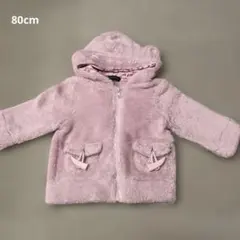 ベビー　フリースパーカー ふわふわ 裏起毛80cm 女の子