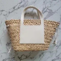 【美品】カゴバッグ MANGO P-- TAORMINA （ライトベージュ）