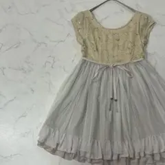 MERCURYDUO 切替 フレンチスリーブ フレア ひざ丈 ワンピース F