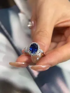 S925純銀】ラボグロウン・サファイア リング クラシックデザイン 2ct 