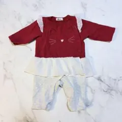 e-baby 猫耳フリルロンパース 赤　クリスマス　サンタ