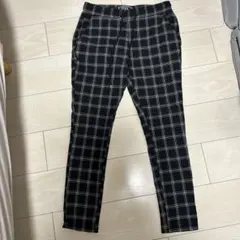 ブラック/ホワイトチェック スキニーパンツ