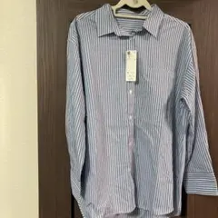 GU ストライプオーバーサイズシャツ　X L