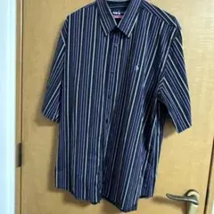 ラルフローレンポロシャツ 黒と紫のストライプ