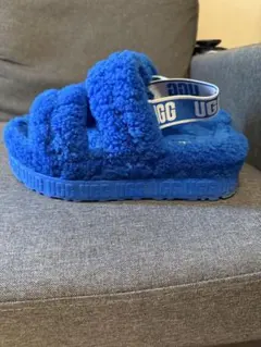 UGG ファーサンダル ブルー 厚底 ロゴ 即購入OK