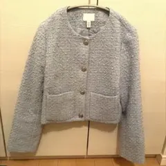 H&M　ツイードノーカラージャケット XS
