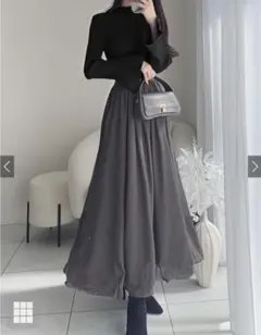 GRL グレイル ウエーブシアーフレアスカート S