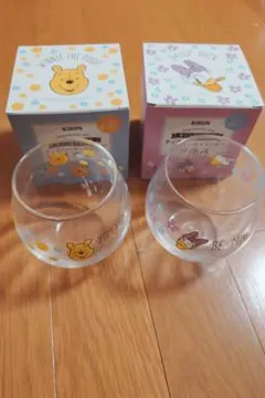 プーさん、 ディズニーガラスコップ 2個セット