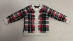 赤と緑のチェック柄ニットカーディガン