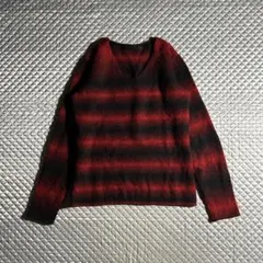 00s Y2K ARCHIVE ボーダーVネックニット オンブレ グランジ