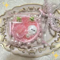 jammyjemキラキラ先生 アザラシ桃チャーム スクイーズ