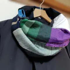 ハンドメイドひねりスヌード　播州織　一点物　タマキニイメ春カラー